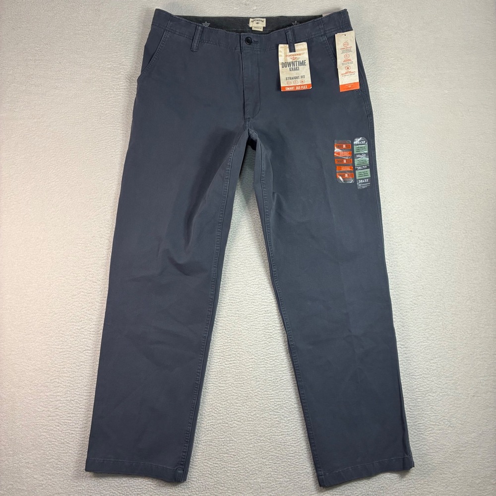 Dockers Downtime Khaki Chino Pants Men 38x32 Blue Straight Smart 360 Flex NWT